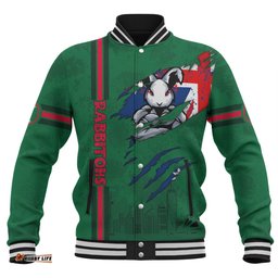 South Sydney Rabbitohs Baseball Jacket - Happy Australia Day Flag Scratch Style
