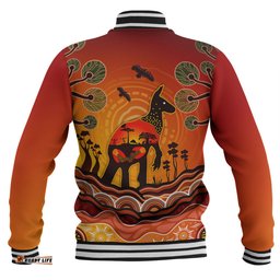 Australia Baseball Jacket Aboriginal Indigenous Kangaroo With Dot Painting Pattern
