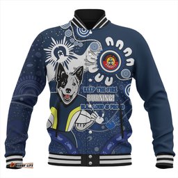 North Queensland Cowboys Baseball Jacket Aboriginal Indigenous Naidoc Week Dreamtime Dot Painting With Flag