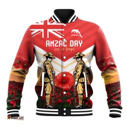 Custom Dolphins Rugby ANZAC Day Baseball Jacket Soldiers Poppy Field 2024