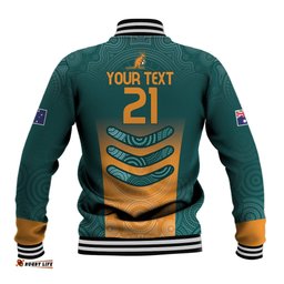 Custom Wallaroos Womens Rugby Baseball Jacket Aboriginal Dots Art