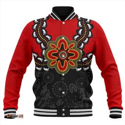 Australia Baseball Jacket Aboriginal Inspired Symbol Pattern