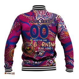 Custom NAIDOC Week 2024 Lions Baseball Jacket Aboriginal Animals Keep The Fire Burning DT02