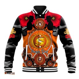 Perth Scorchers ANZAC 2024 Baseball Jacket Lest We Forget Poppy Mix Camouflage