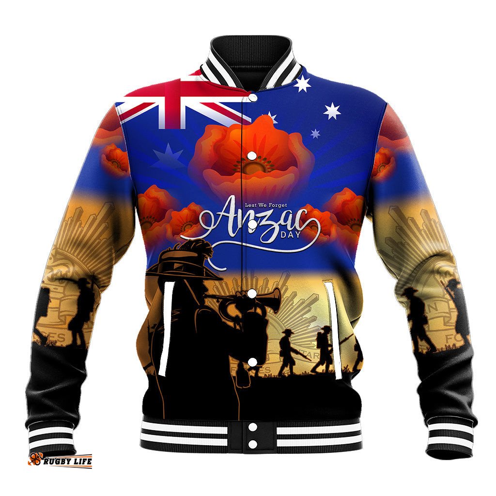Aussie ANZAC Baseball Jacket Australian Army Poppy Mix Flag