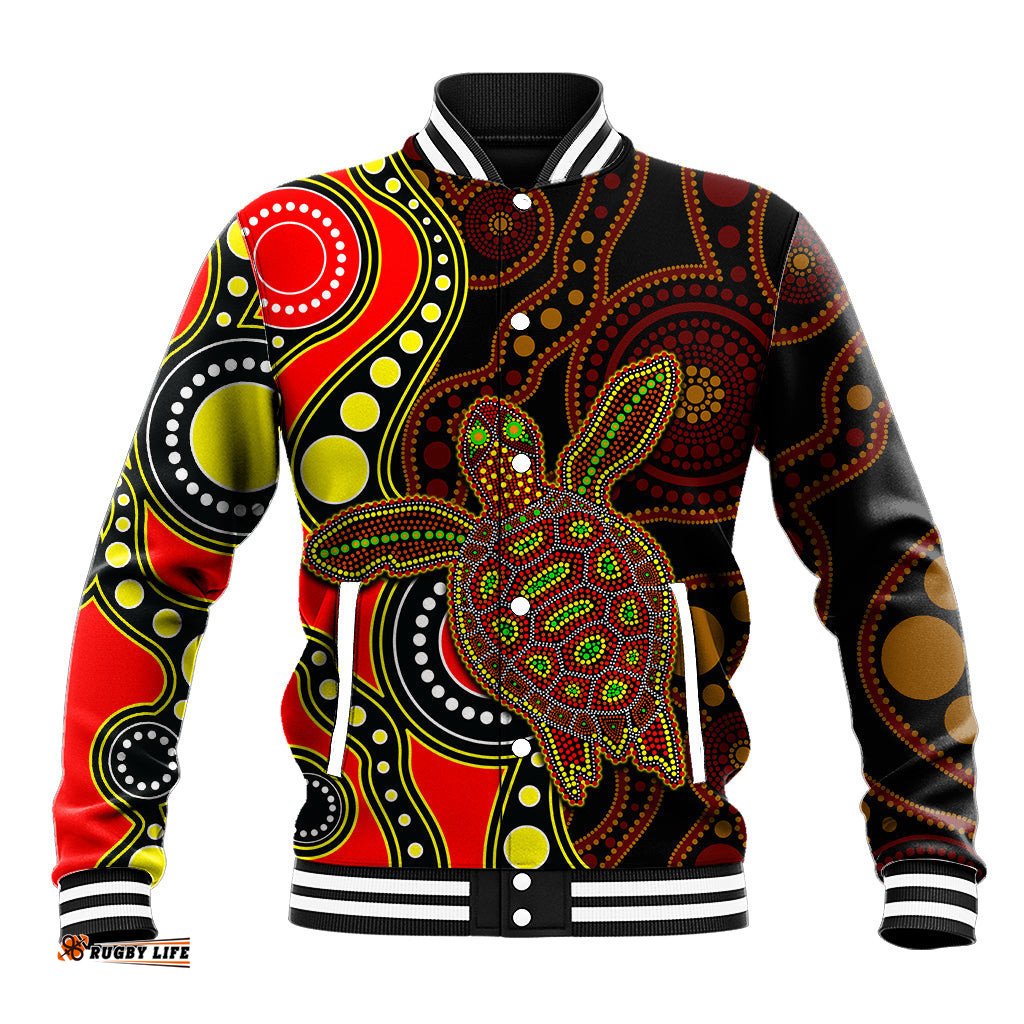 Aboriginal Turtle Baseball Jacket Red Style