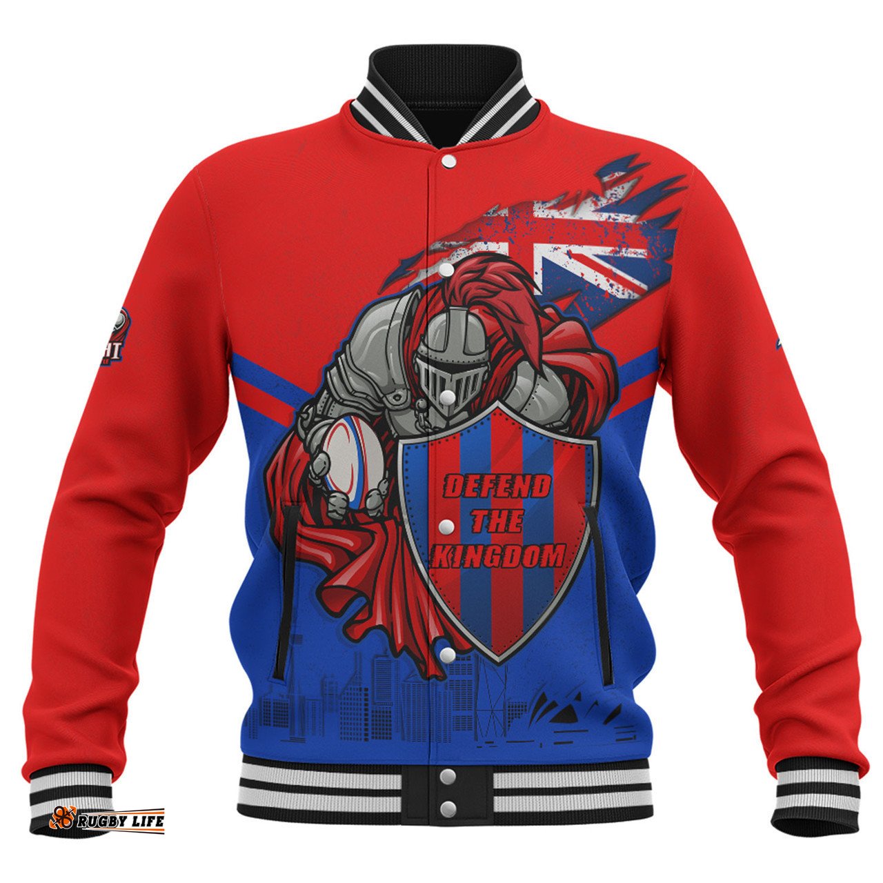 Newcastle Knights Baseball Jacket Custom For Die Hard Fan Australia Flag Scratch Style