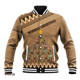 Wombat Christmas Tree Baseball Jacket Australia Merry Xmas Simple Style