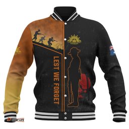 Australia Anzac Day Baseball Jacket - Anzac Day Lest We Forget Poppy Baseball Jacket