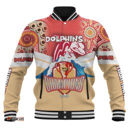 Redcliffe Dolphins Baseball Jacket - Custom Talent Win Games But Teamwork And Intelligence Win Championships With Aboriginal Style