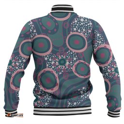 Australia Aboriginal Baseball Jacket - Green Aboriginal Dot Art Inspired Baseball Jacket