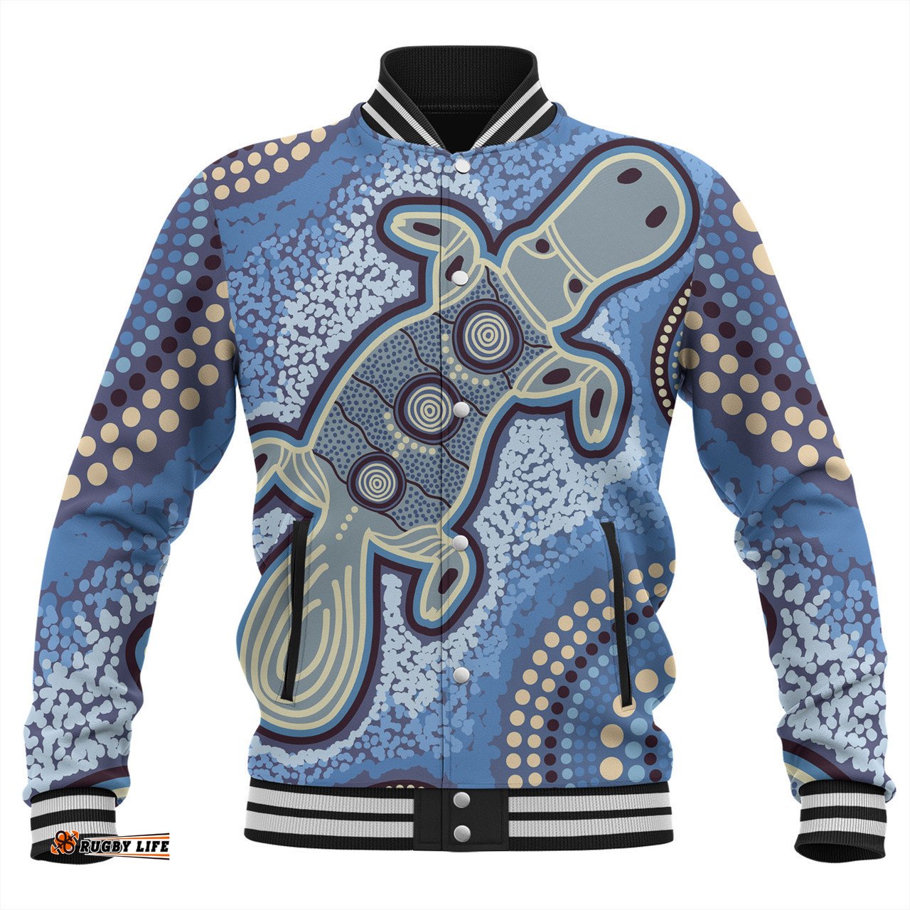 Australia Aboriginal Baseball Jacket - Platypus Aboriginal Dot Painting
  Baseball Jacket