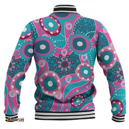 Australia Aboriginal Baseball Jacket - Pink Aboriginal Dot Art Inspired Baseball Jacket