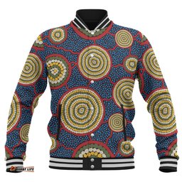 Australia Aboriginal Baseball Jacket - Beautiful Indigenous Seamless Pattern Based in Universe with Galaxies Form Baseball Jacket