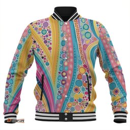 Australia Aboriginal Baseball Jacket - Aboriginal Colourful Dots Inspired Baseball Jacket