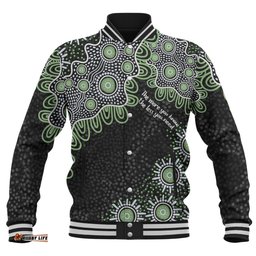Australia Aboriginal Baseball Jacket - The More You Know The Less You Need Green Baseball Jacket