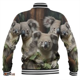 Australia Koala Baseball Jacket - Three Koalas with Gum Trees Ver3 Baseball Jacket