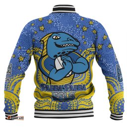 Parramatta Eels Custom Baseball Jacket - Custom With Aboriginal Inspired Style Of Dot Painting Patterns Baseball Jacket