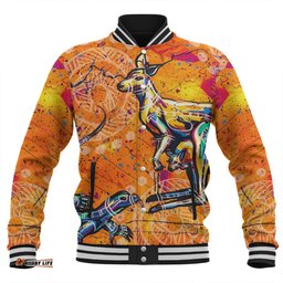 Australia Kangaroo Aboriginal Baseball Jacket - Australia Kangaroo And Goanna Baseball Jacket