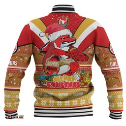 Redcliffe Dolphins Christmas Custom Baseball Jacket - Redcliffe Dolphins Santa Aussie Big Things Baseball Jacket