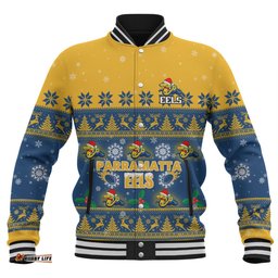 Parramatta Eels Christmas Custom Baseball Jacket - Special Ugly Christmas Baseball Jacket