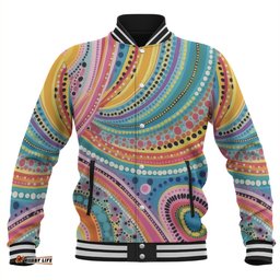 Australia Aboriginal Baseball Jacket - Australian Indigenous Aboriginal Art Vivid Pastel Colours Ver 3 Baseball Jacket
