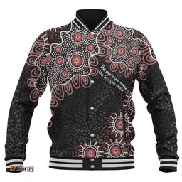 Australia Aboriginal Baseball Jacket - The More You Know The Less You Need Red Patterns Baseball Jacket