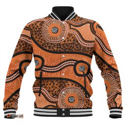 Australia Aboriginal Baseball Jacket - Australian Aboriginal Background
  Baseball Jacket