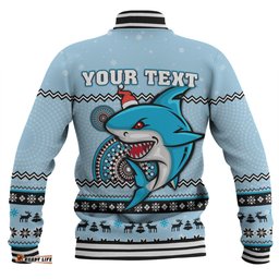 Cronulla-Sutherland Sharks Christmas Custom Baseball Jacket - Ugly Xmas And Aboriginal Patterns For Die Hard Fan Baseball Jacket