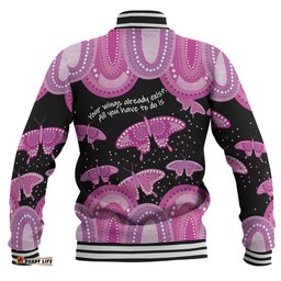 Australia Baseball Jacket - Aboriginal Pink Butterflies Art Inspired