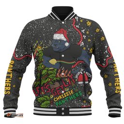 Penrith Panthers Christmas Custom Baseball Jacket - Let's Get Lit Chrisse Pressie Baseball Jacket