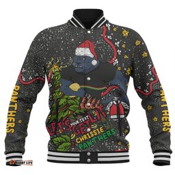 Penrith Panthers Christmas Custom Baseball Jacket - Let's Get Lit Chrisse Pressie Baseball Jacket