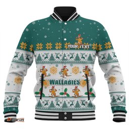 Australia Wallabies Christmas Custom Baseball Jacket - Special Ugly Christmas Baseball Jacket