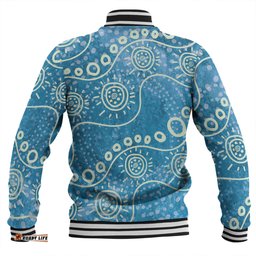 Australia Aboriginal Baseball Jacket - River Scene In Aboriginal Dot Art Style Baseball Jacket