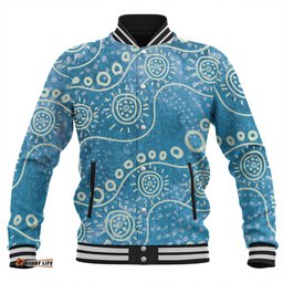 Australia Aboriginal Baseball Jacket - River Scene In Aboriginal Dot Art Style Baseball Jacket