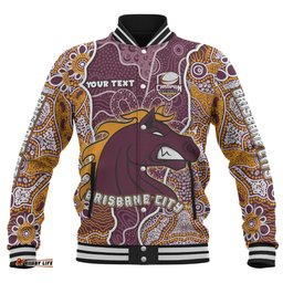 Brisbane Broncos Grand Final Custom Baseball Jacket - Custom Brisbane Broncos With Contemporary Style Of Aboriginal Painting Baseball Jacket