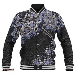 Australia Aboriginal Baseball Jacket - The More You Know The Less You Need Purple Patterns Baseball Jacket