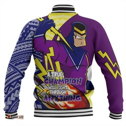 Melbourne Storm Grand Final Baseball Jacket - A True Champion Will Fight Through Anything With Polynesian Patterns