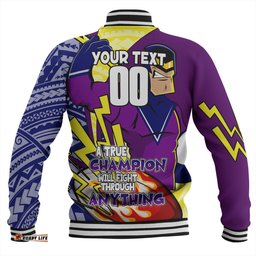 Melbourne Storm Grand Final Baseball Jacket - A True Champion Will Fight Through Anything With Polynesian Patterns