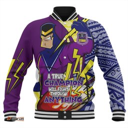 Melbourne Storm Grand Final Baseball Jacket - A True Champion Will Fight Through Anything With Polynesian Patterns