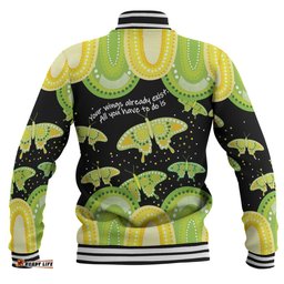 Australia Baseball Jacket - Aboriginal Green Butterflies Art Inspired