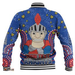 Newcastle Knights Custom Baseball Jacket - Custom With Aboriginal Inspired Style Of Dot Painting Patterns Baseball Jacket