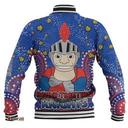 Newcastle Knights Custom Baseball Jacket - Custom With Aboriginal Inspired Style Of Dot Painting Patterns Baseball Jacket