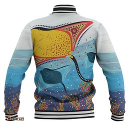 Australia Aboriginal Baseball Jacket - Stingray Aboriginal Art Baseball Jacket