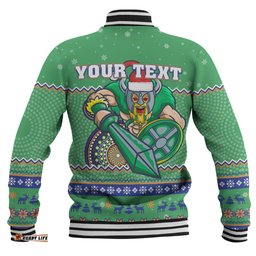 Canberra Raiders Christmas Custom Baseball Jacket - Ugly Xmas And Aboriginal Patterns For Die Hard Fan Baseball Jacket