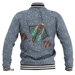 Australia Aboriginal Baseball Jacket - Stingray Art In Aboriginal Dot Style Inspired Baseball Jacket