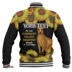 Australia Kangaroo Aboriginal Custom Baseball Jacket - Aboriginal Sunflowers With Kangaroo Be The Strongest Dot Painting Art Baseball Jacket