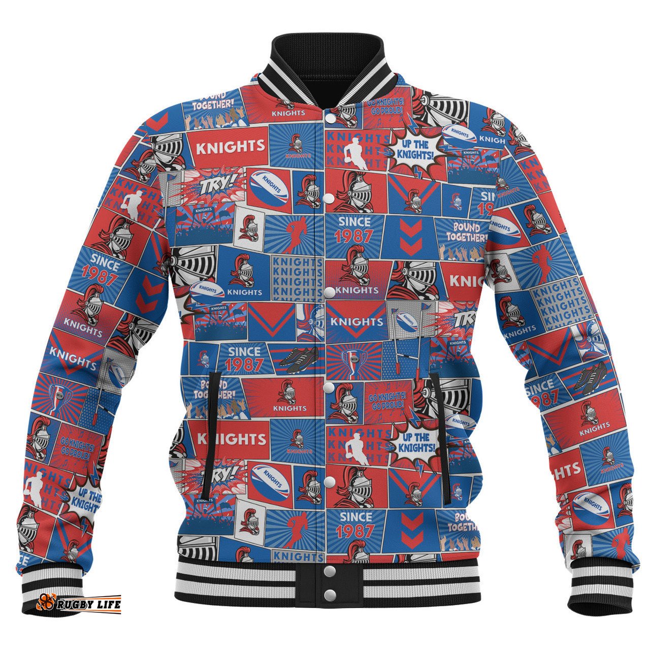 Newcastle Knights Sport Baseball Jacket - Team Of Us Die Hard Fan Supporters Comic Style