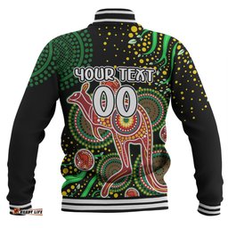 Australia Kangaroo Aboriginal Custom Baseball Jacket - Aboriginal Plant With Kangaroo Colorful Art Baseball Jacket