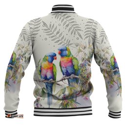 Australia Rainbow Lorikeets Baseball Jacket - Rainbow Lorikeets Birds Art Baseball Jacket